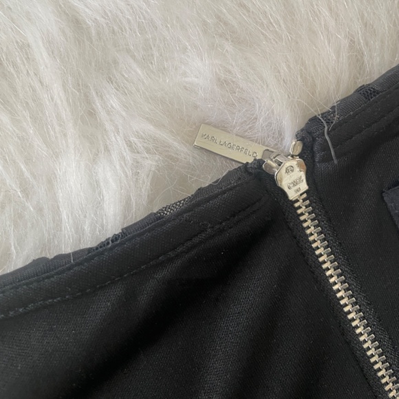 NWT, Karl Lagerfeld Black Laser Cut Dress, Size 4 - Picture 12 of 16